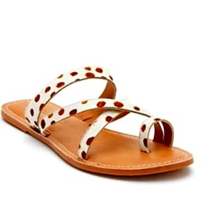Beach by Matisse Real Genuine Dyed Cowhide Hair Slip On Strappy Slide Sandals